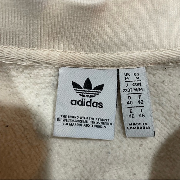 Adidas Originals Logo Play Trefoil Crew Sweatshirt in Wonder White Size Medium - Picture 2 of 14